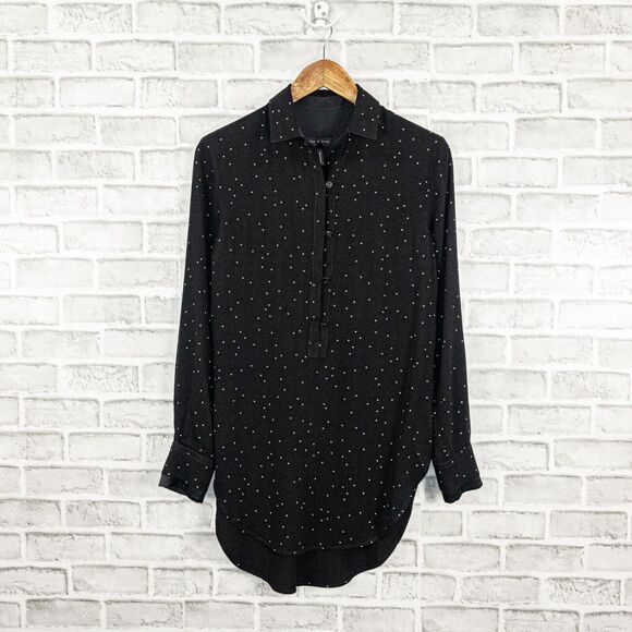 Rag & Bone Women's pullover Blouse Black Print Size XS viscose - Picture 1 of 9